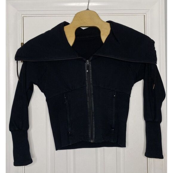 Lululemon‎ Women's Cowl Neck Full Zip Sweatshirt Faded Black 10- Read - Picture 1 of 6
